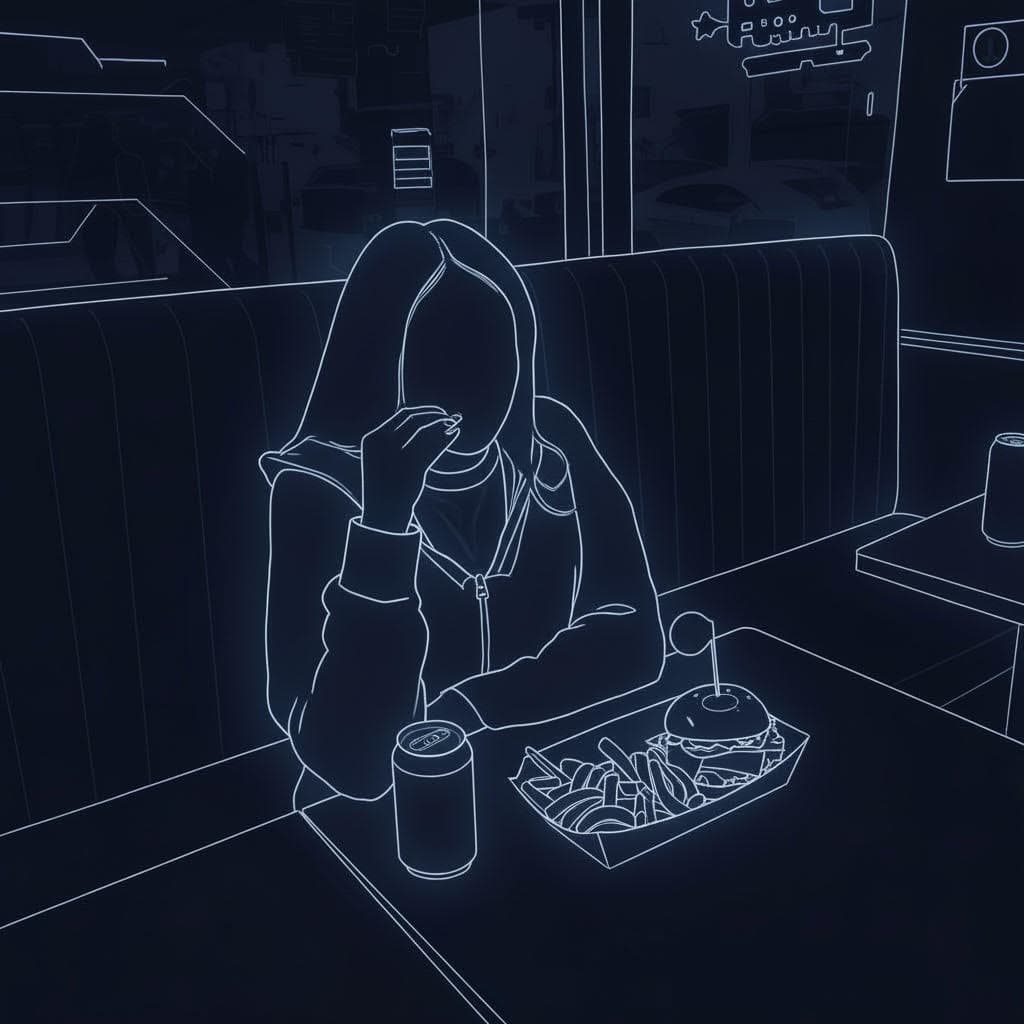 Neon outline food scene reference